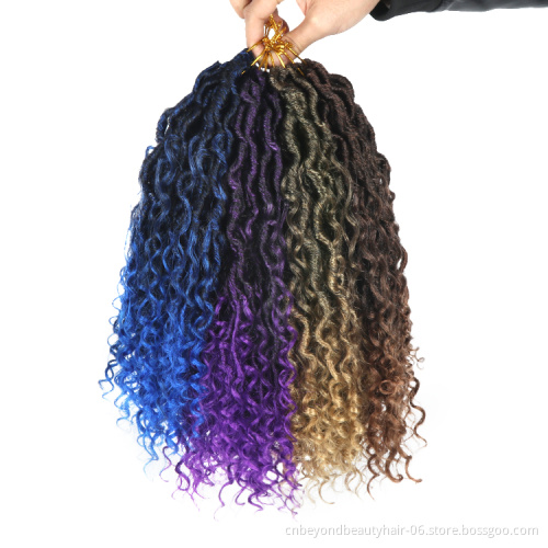 Natural Black Synthetic Crochet Braids Hair Passion Twist River Goddess Braiding Hair Extension Faux Locs With Curly Hair